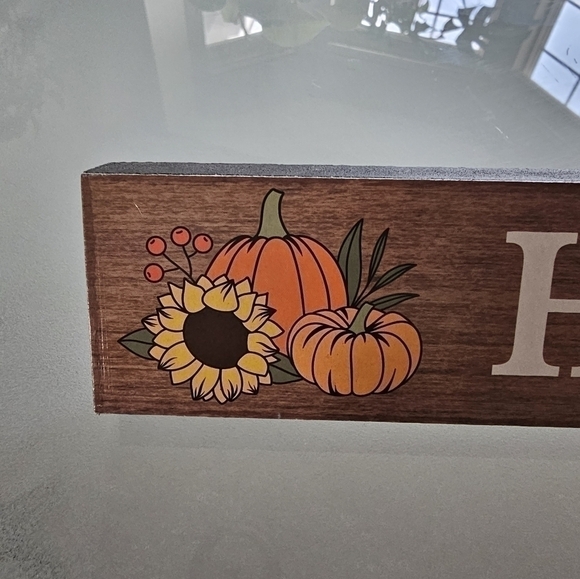 HELLO PUMPKIN FALL HARVEST FARMHOUSE DECOR W/GINGHAM PUMPKIN & MAPLE LEAF LIGHTS - Picture 4 of 9